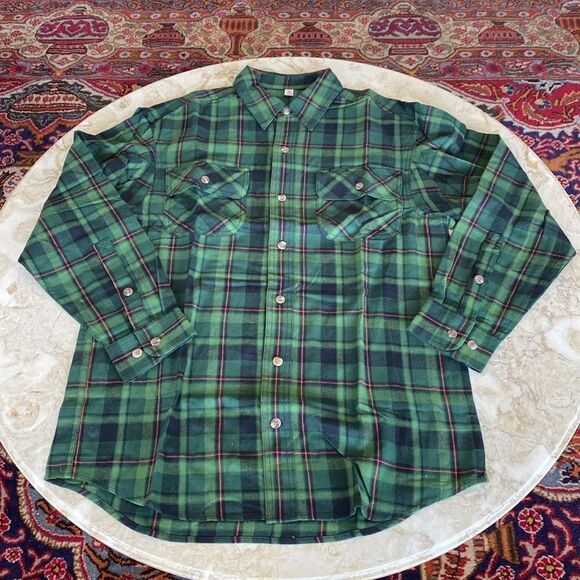 NEW! 100% Cotton Flannel Plaid Button Down Shirt - Picture 3 of 11